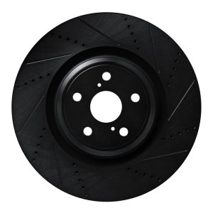 Lexus LS460 Brake Rotor (1) - Front Left - R1 Concepts - Drilled & Slotted - Black - `10-`17